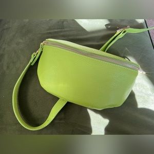 Lime green leather belt bag